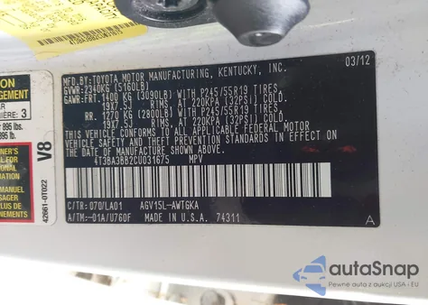 2012 Toyota Venza Xle from USA, damaged, VIN 4T3BA3BB2CU031675